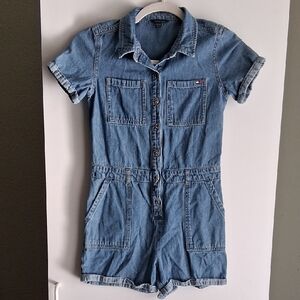 Tommy Hilfiger Kids Blue Denim Romper